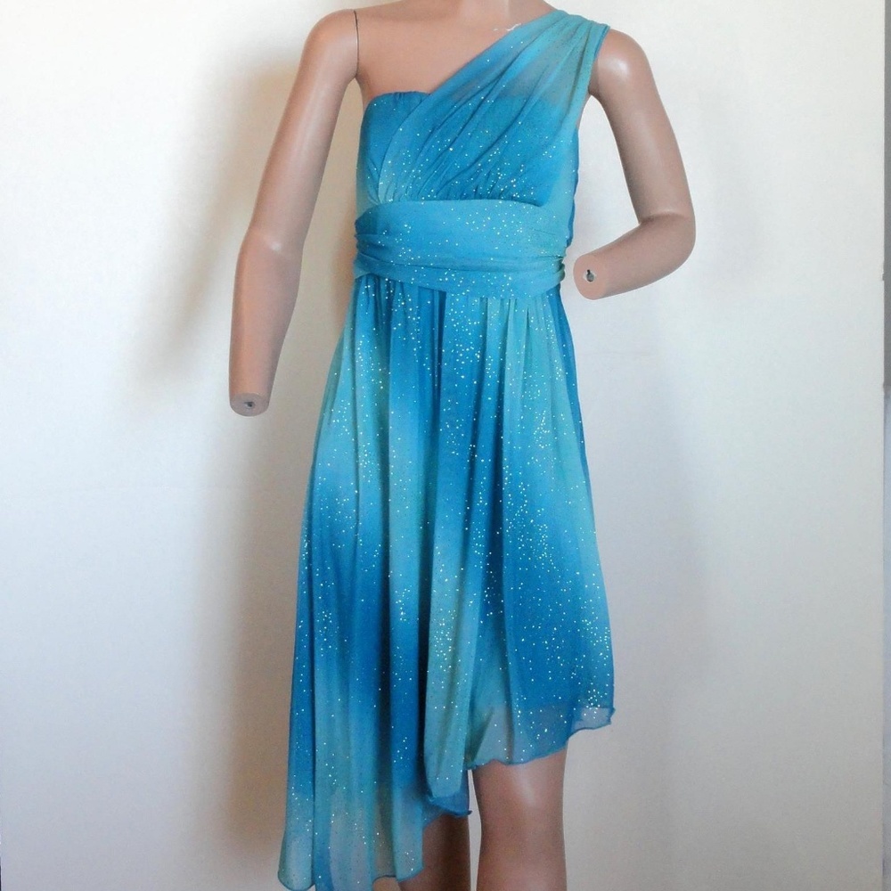 BCX Dress Varigated Aqua Sparkle One Strap sz 7